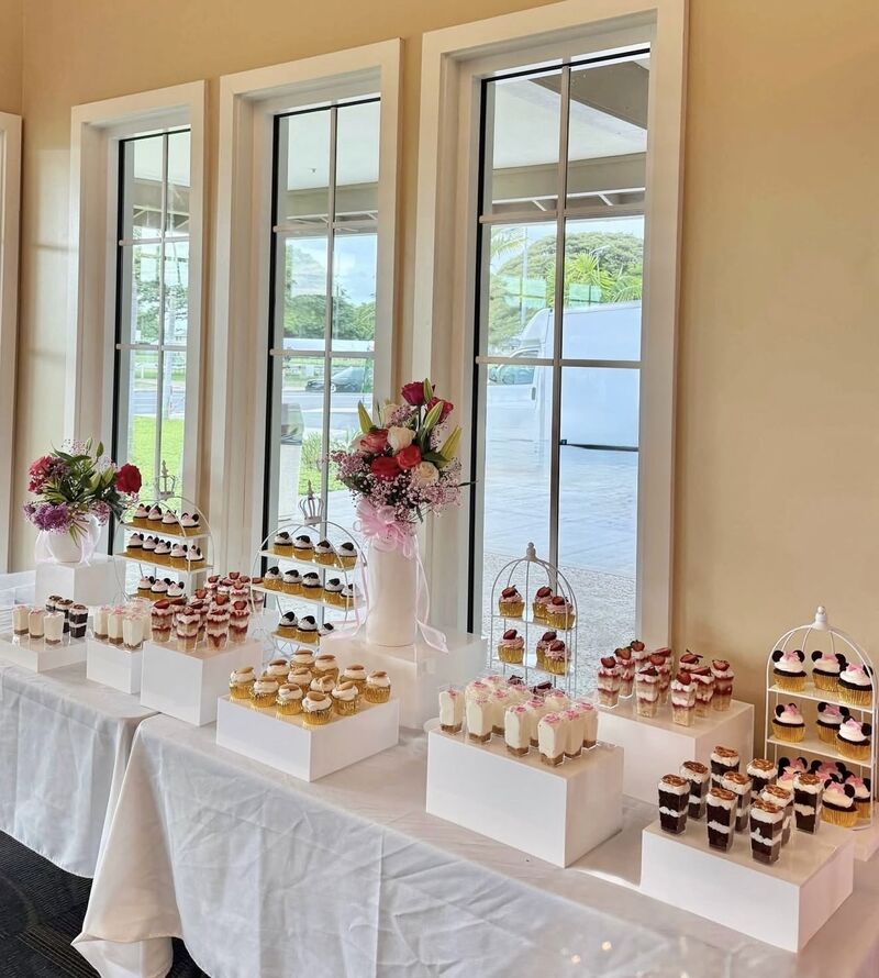 Dessert table with custom sweet treats