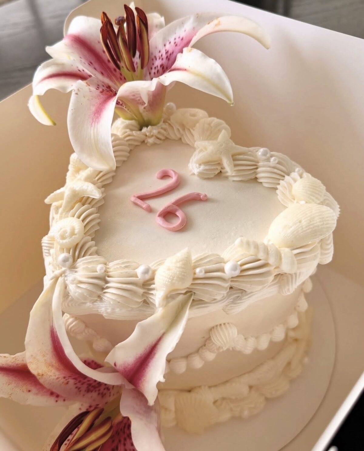 Heart cake decorated with flowers